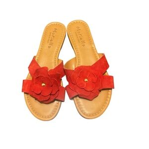 Mariella Women's Flower Flat Slide Sandals in Red